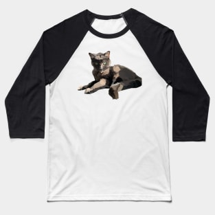 Grey Cat with Green Eyes Baseball T-Shirt